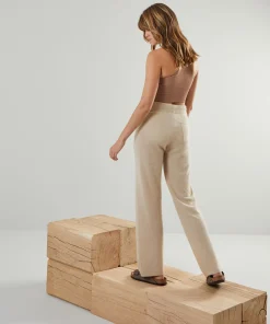 Hot Rodier Pantalon droit en cachemire 2 fils beige