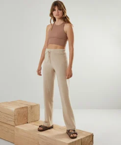 Hot Rodier Pantalon droit en cachemire 2 fils beige