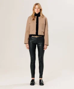 Discount Rodier Pantalon en cuir stretch noir