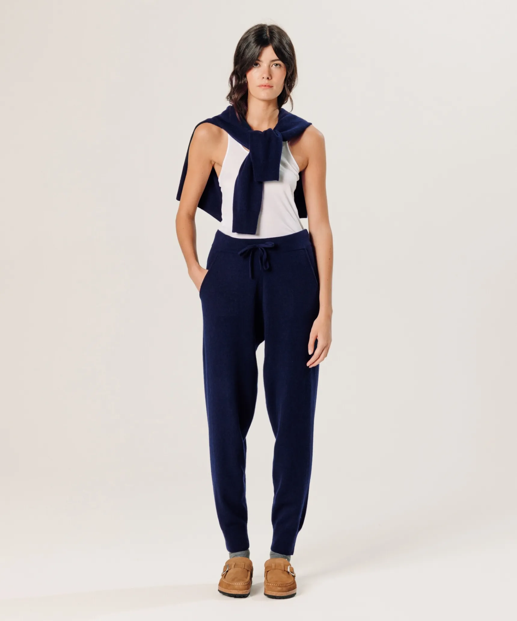 Sale Rodier Pantalon jogging en cachemire bleu marine