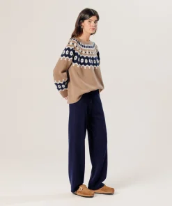 Sale Rodier Pantalon large en cachemire bleu marine