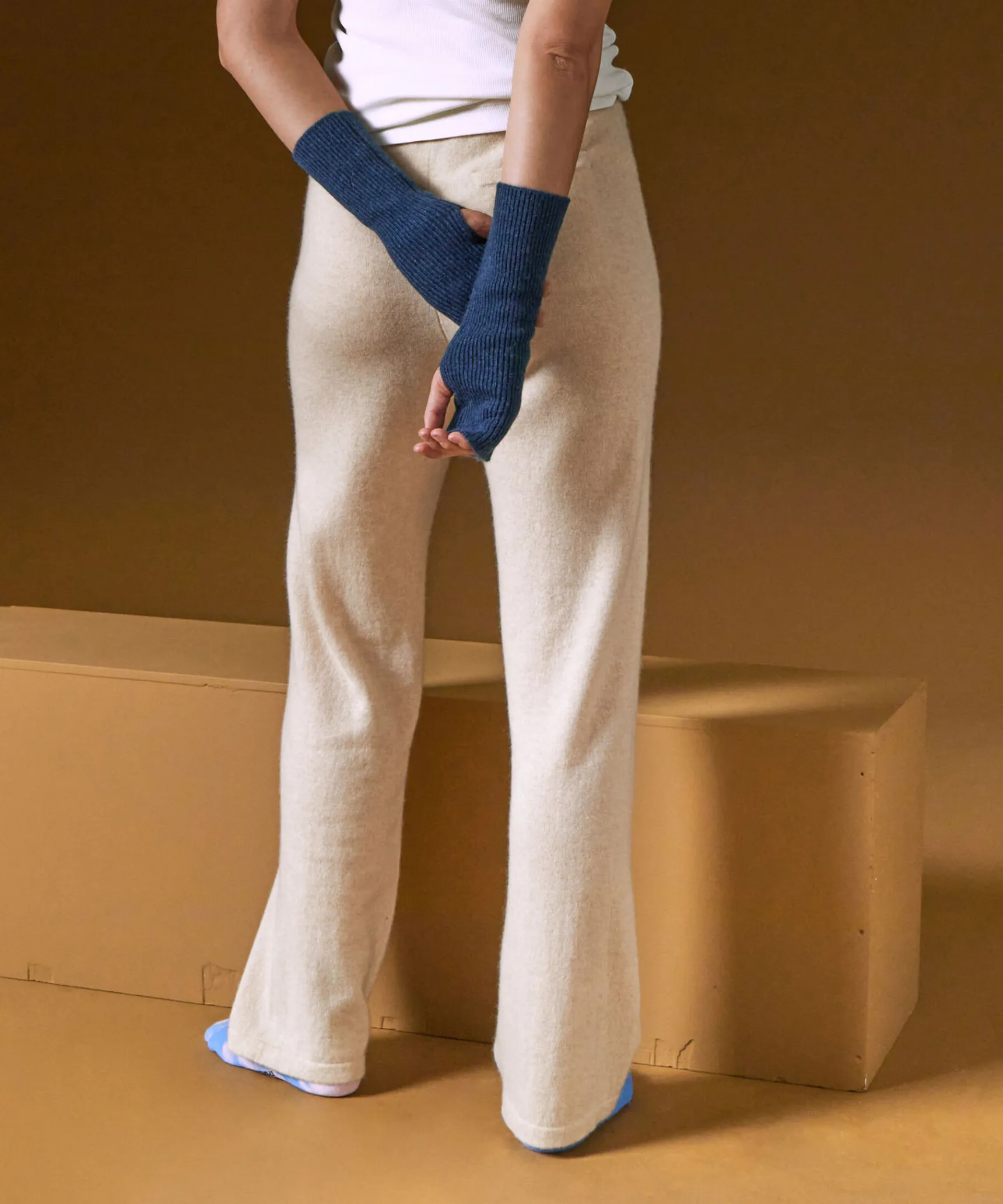 Hot Rodier Pantalon large en cachemire blanc crème