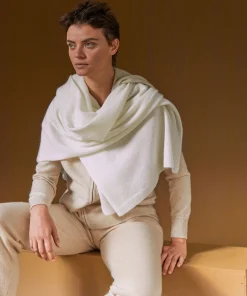 Hot Rodier Pantalon large en cachemire blanc crème