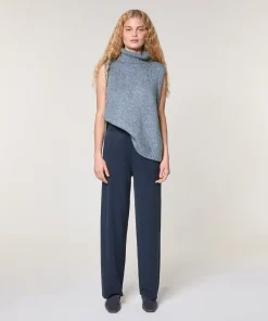 Best Rodier Pantalon large en laine bleu denim