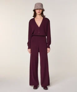 Outlet Rodier Pantalon large en laine mérinos violet aubergine