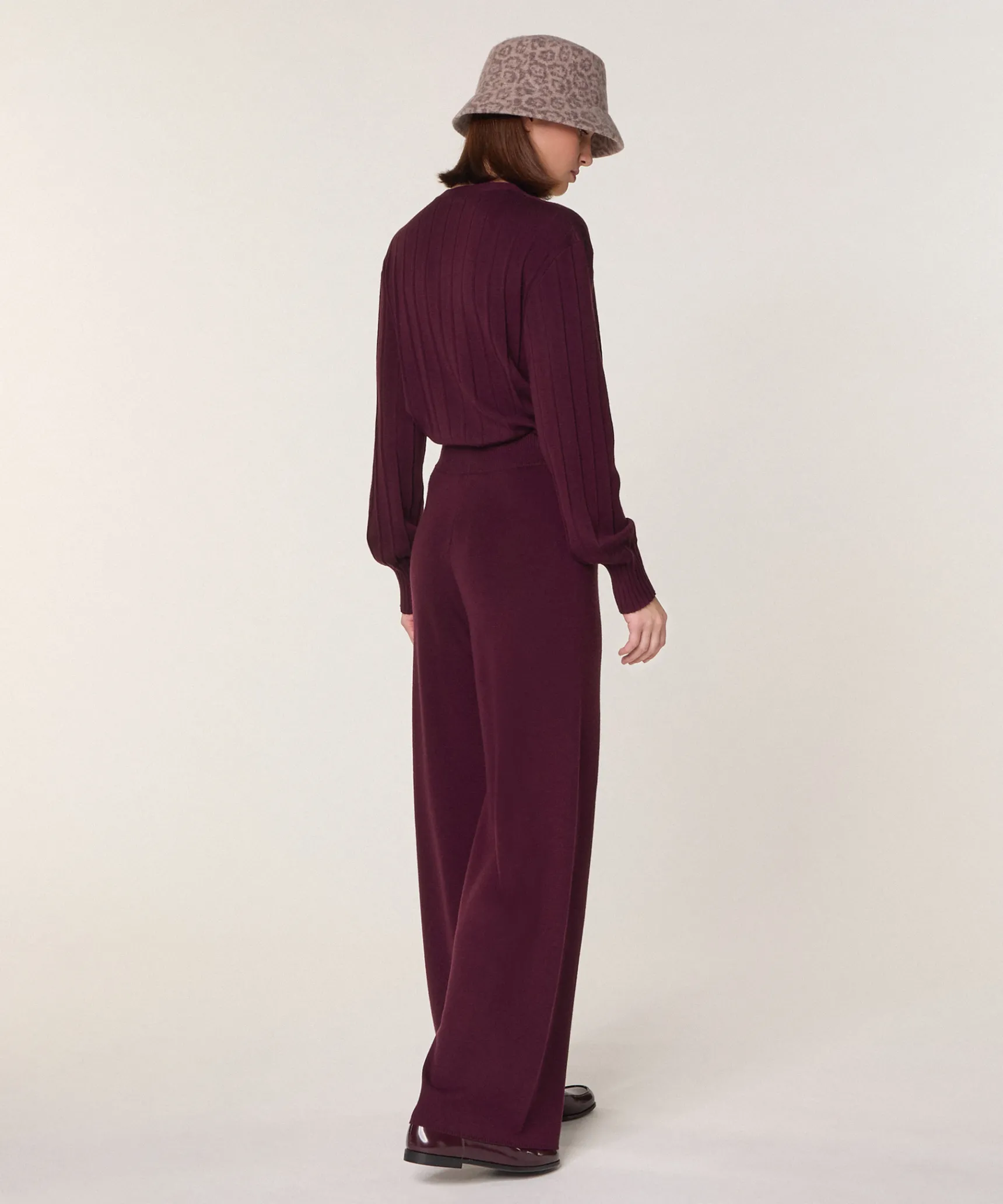 Outlet Rodier Pantalon large en laine mérinos violet aubergine
