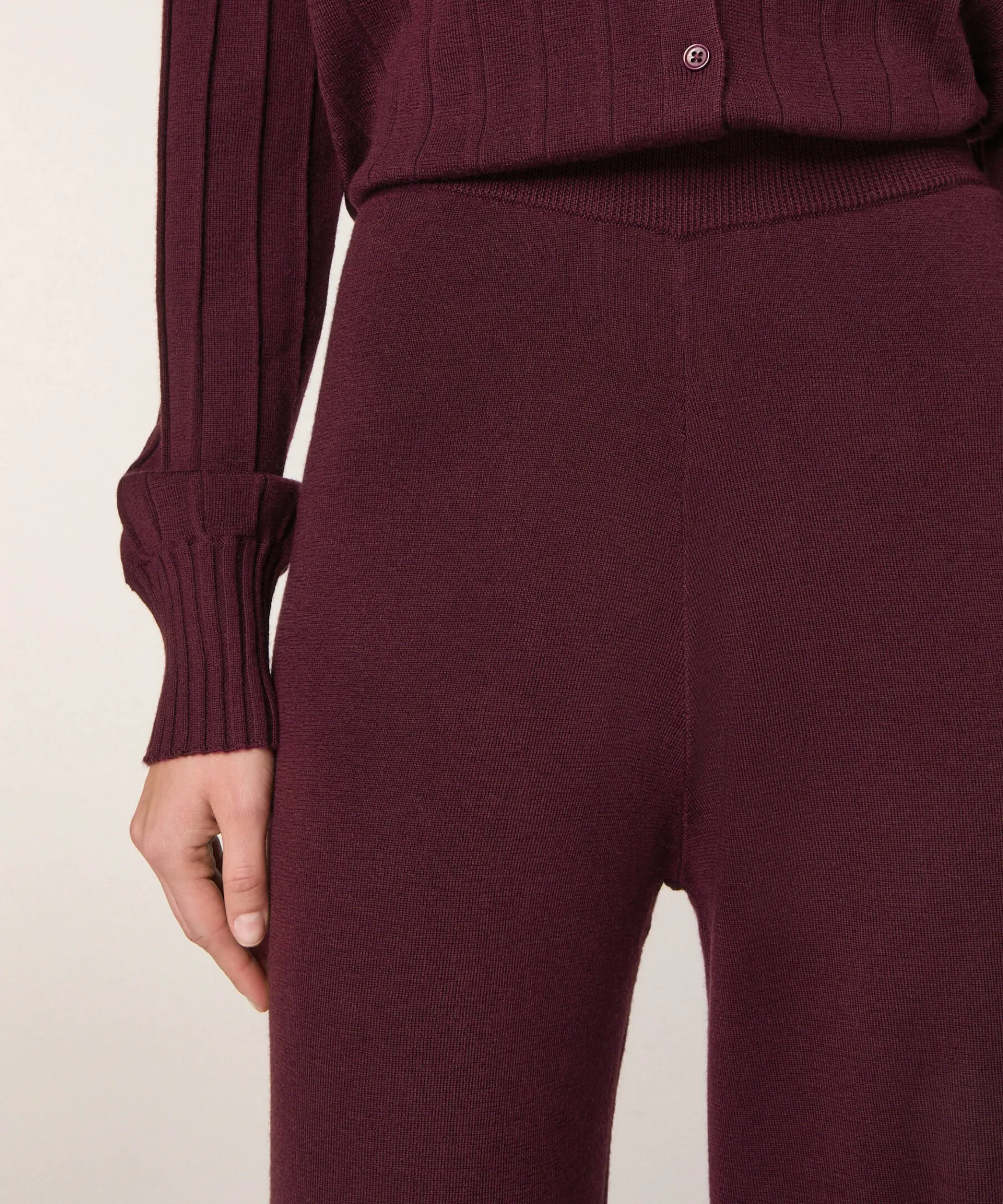 Outlet Rodier Pantalon large en laine mérinos violet aubergine
