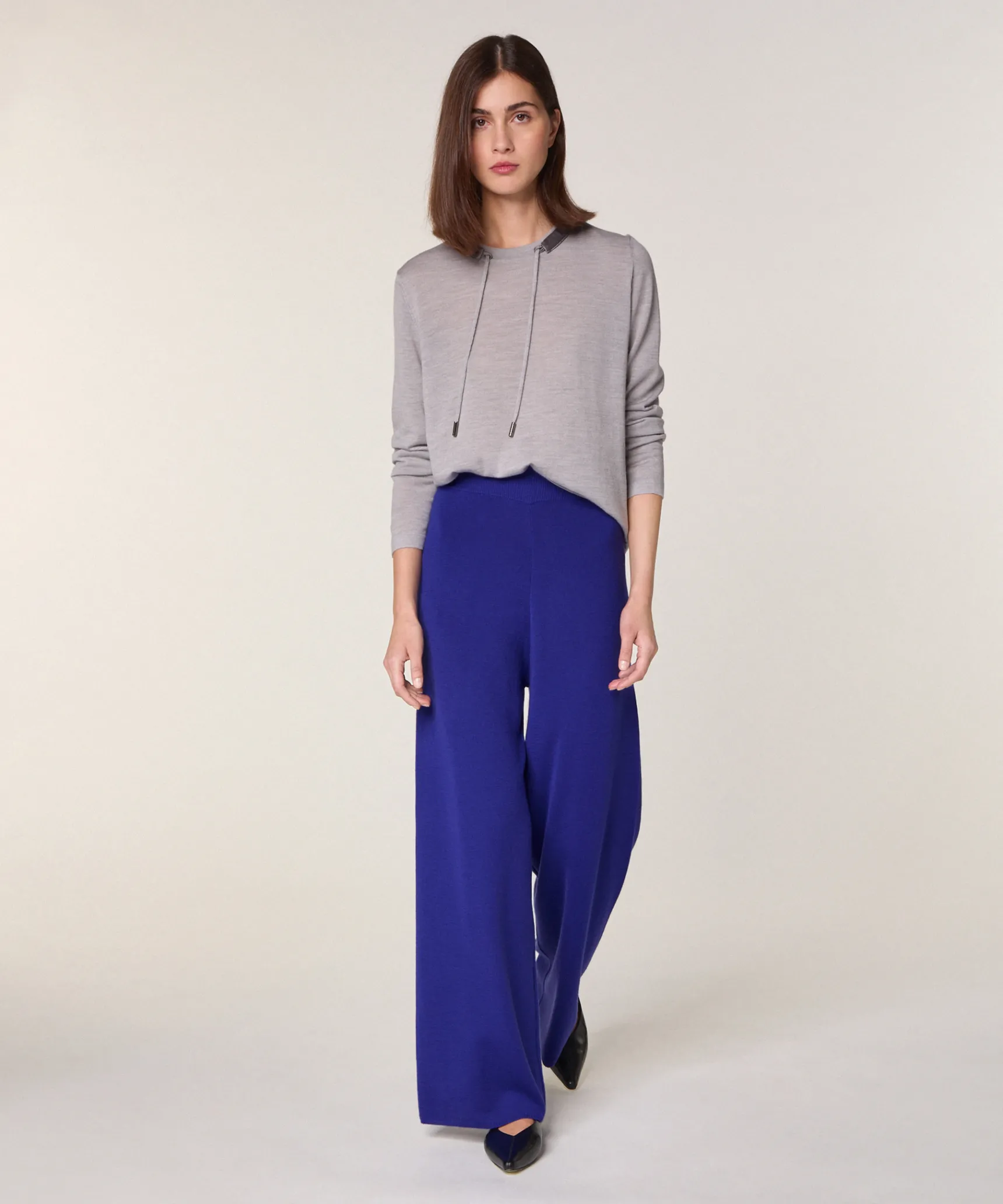 Sale Rodier Pantalon large en laine mérinos bleu outremer
