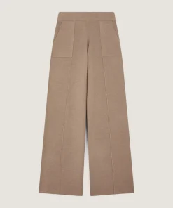Rodier Pantalon large en maille marron moka
