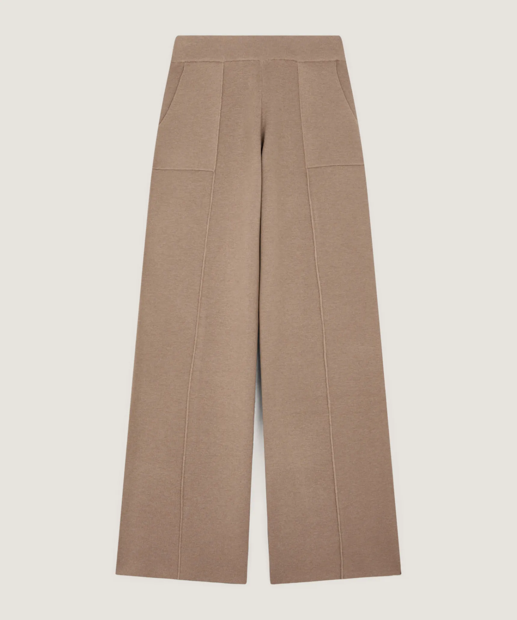Rodier Pantalon large en maille marron moka