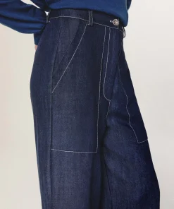 Best Rodier Pantalon large jean bleu denim