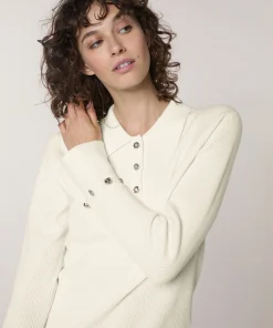 Clearance Rodier Polo à côtes blanc écru