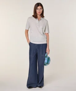 Best Rodier Polo brodé manche courte en laine mérinos blanc