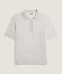 Best Rodier Polo brodé manche courte en laine mérinos blanc