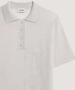Best Rodier Polo brodé manche courte en laine mérinos blanc