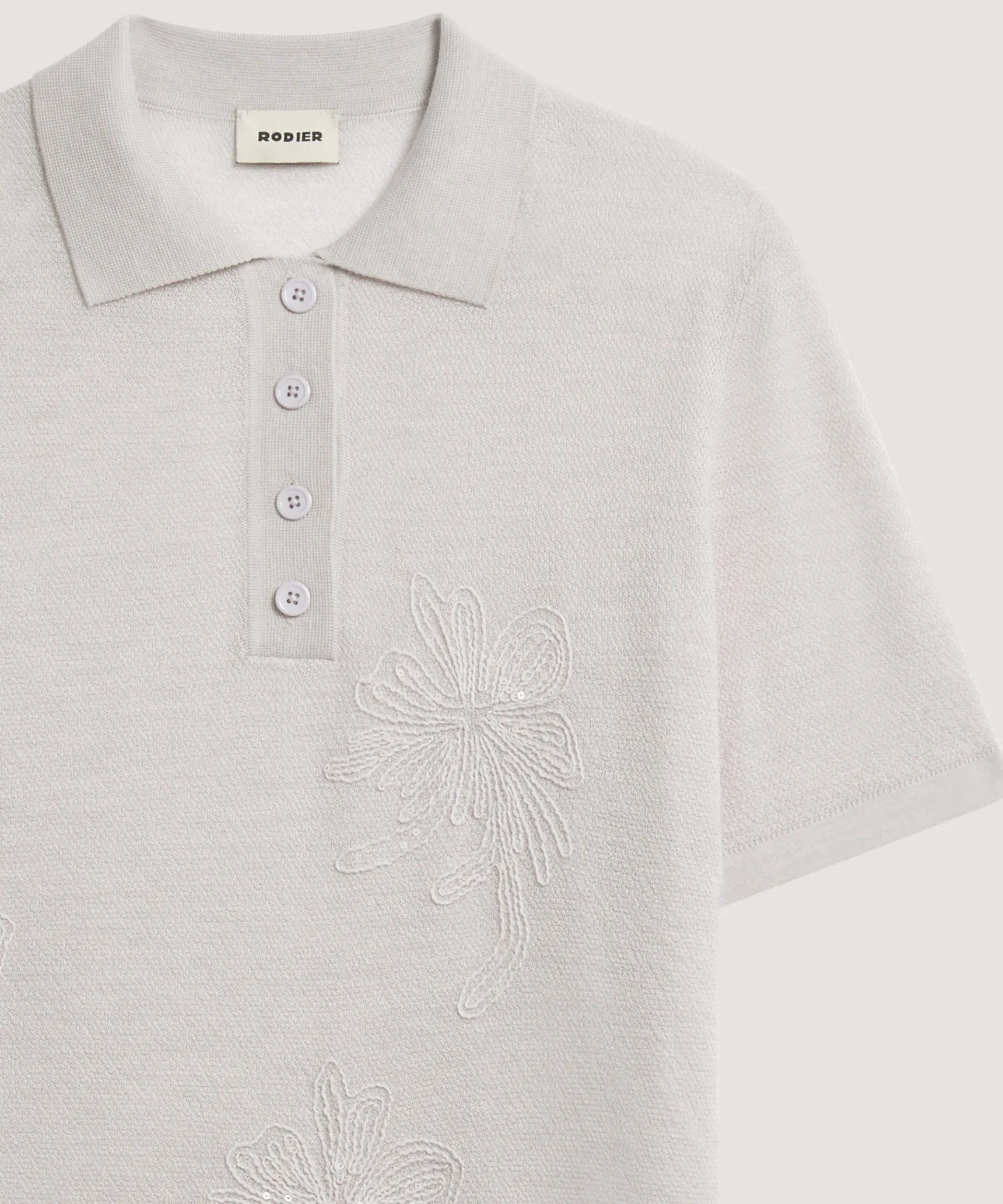 Best Rodier Polo brodé manche courte en laine mérinos blanc