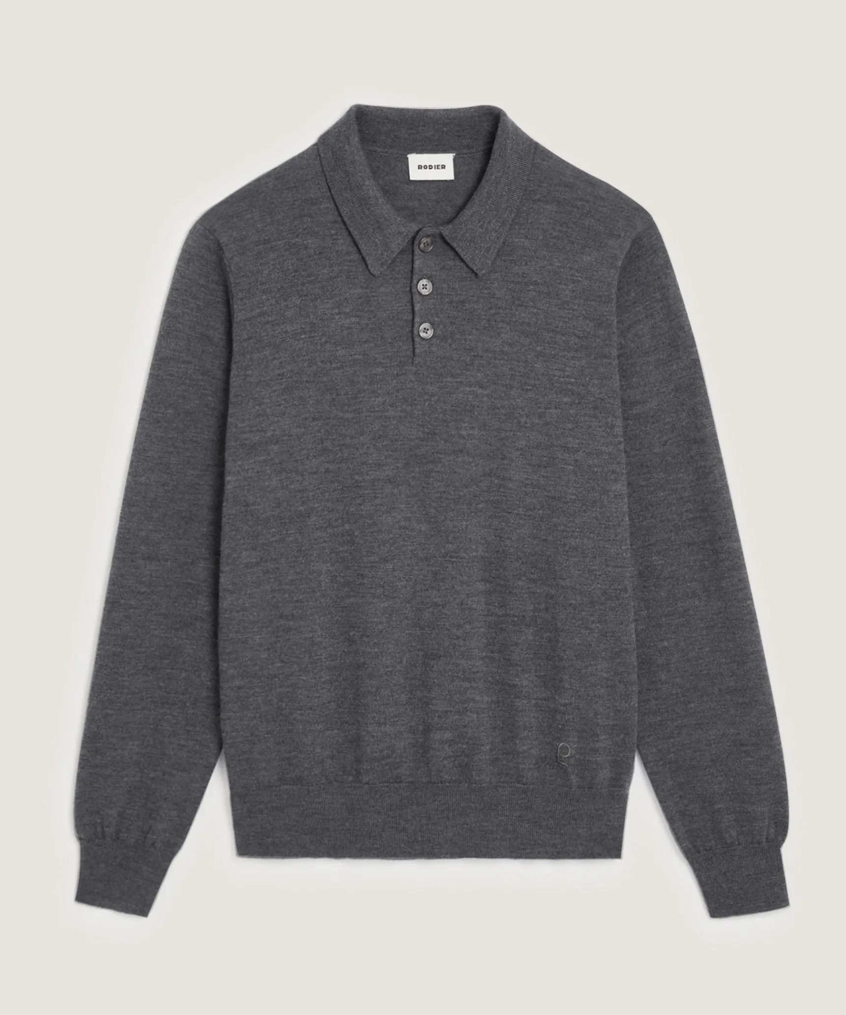 Outlet Rodier Polo en laine mérinos gris foncé