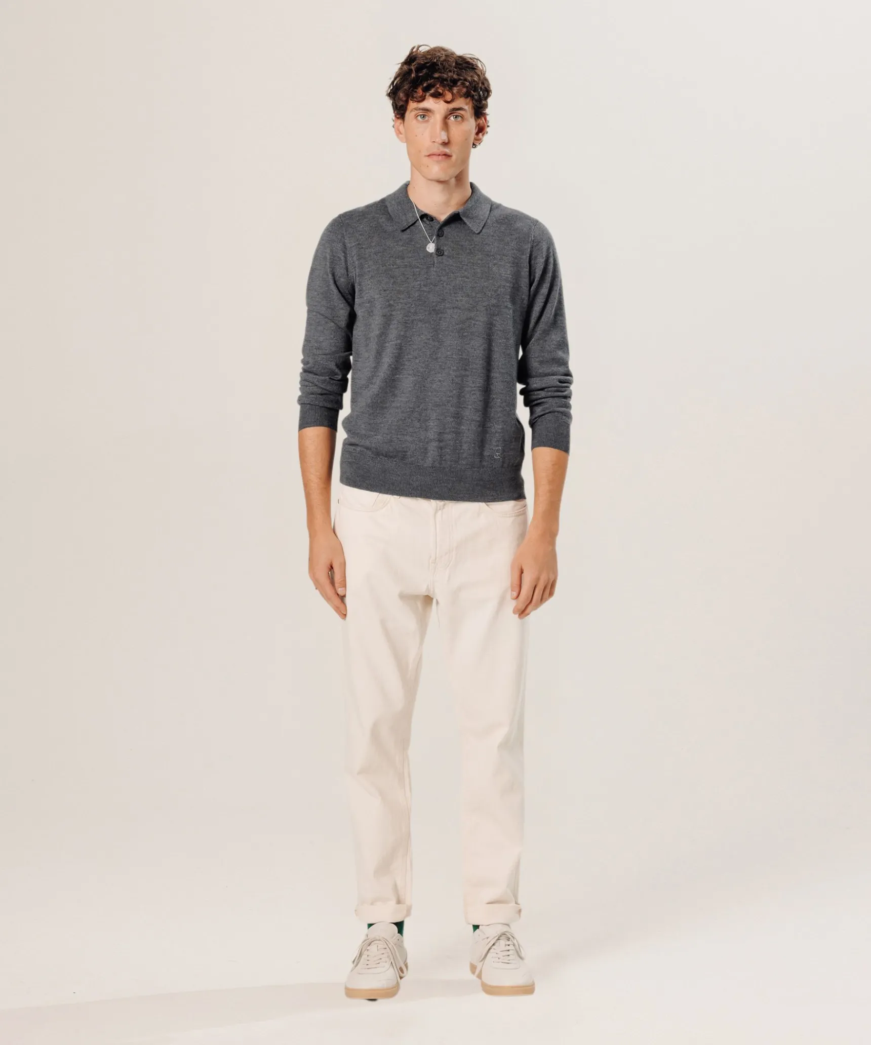 Outlet Rodier Polo en laine mérinos gris foncé