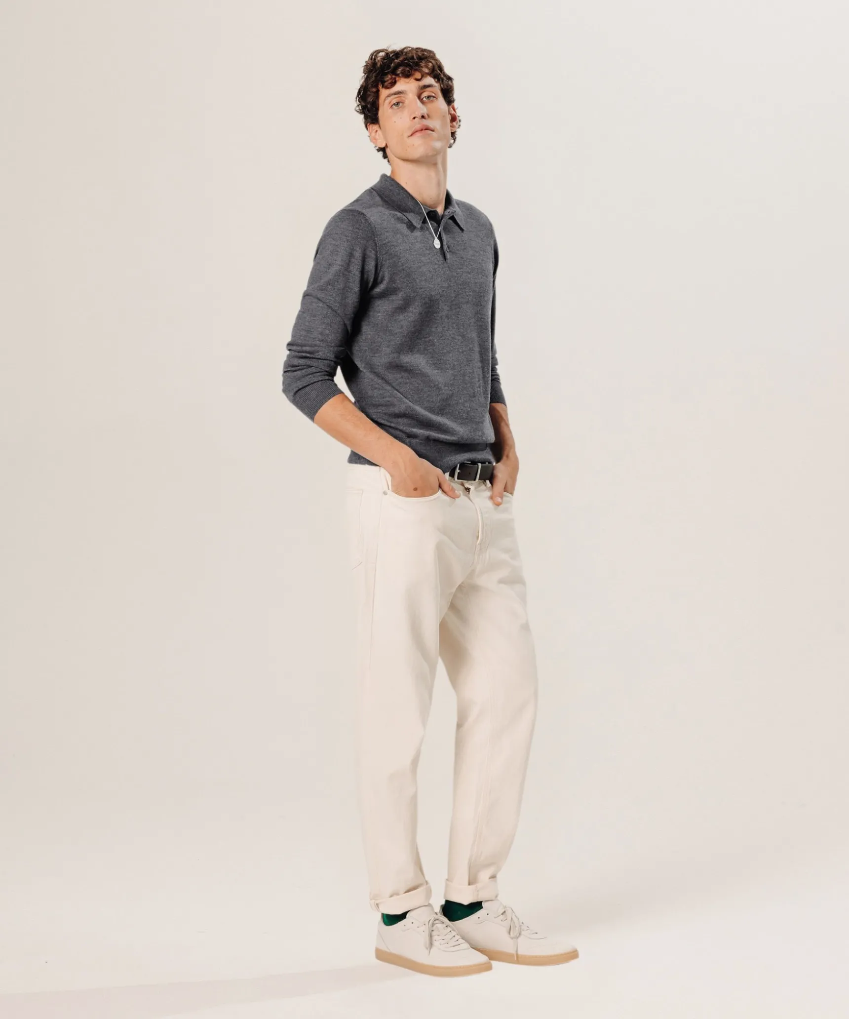 Outlet Rodier Polo en laine mérinos gris foncé