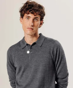 Outlet Rodier Polo en laine mérinos gris foncé