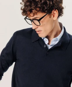 Discount Rodier Polo en laine mérinos bleu nuit
