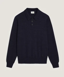 Discount Rodier Polo en laine mérinos bleu nuit