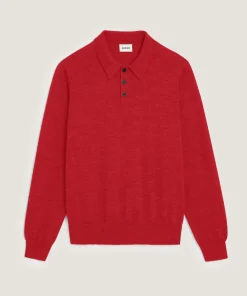 Sale Rodier Polo en laine mérinos rouge