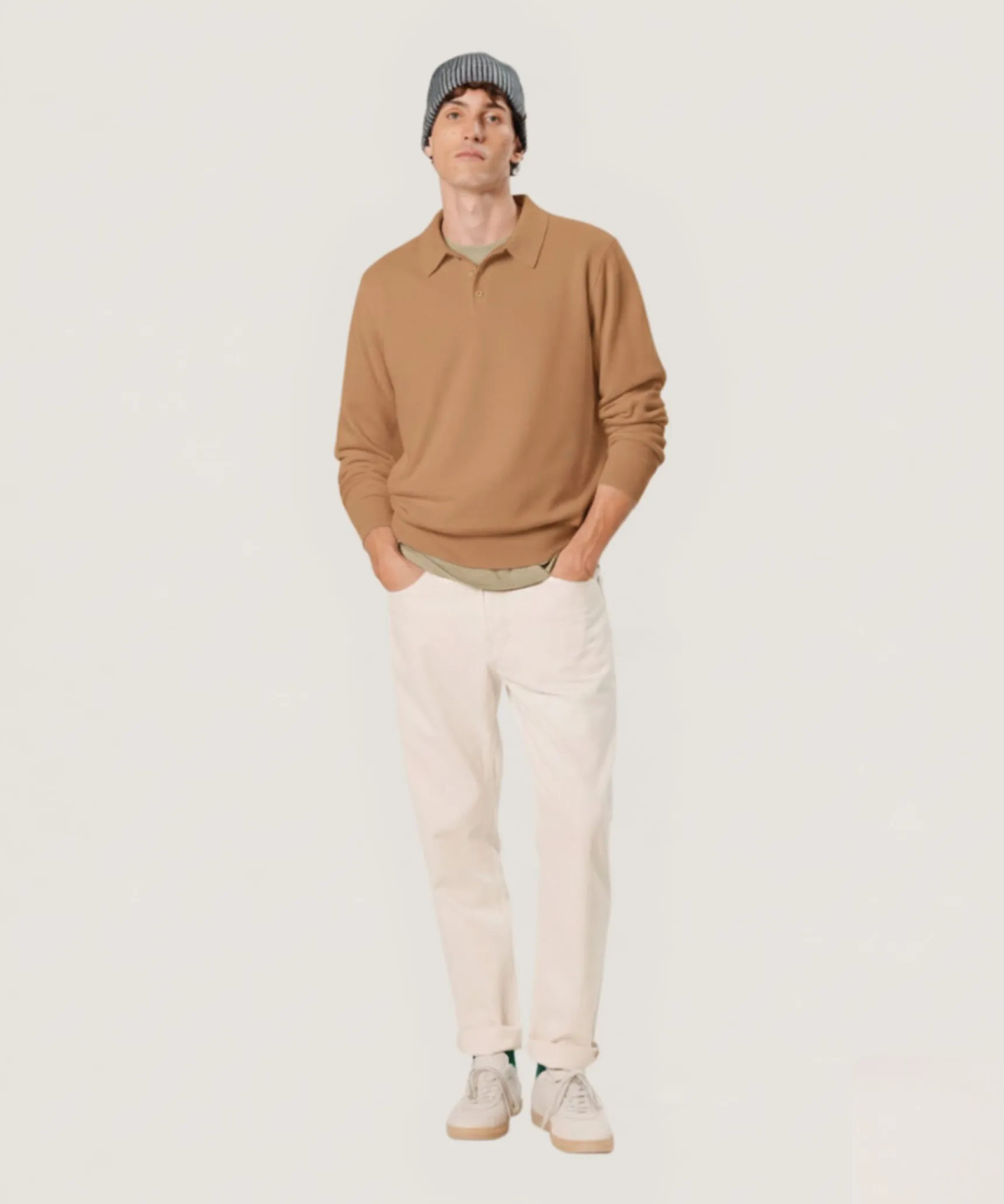 New Rodier Polo en laine mérinos marron camel