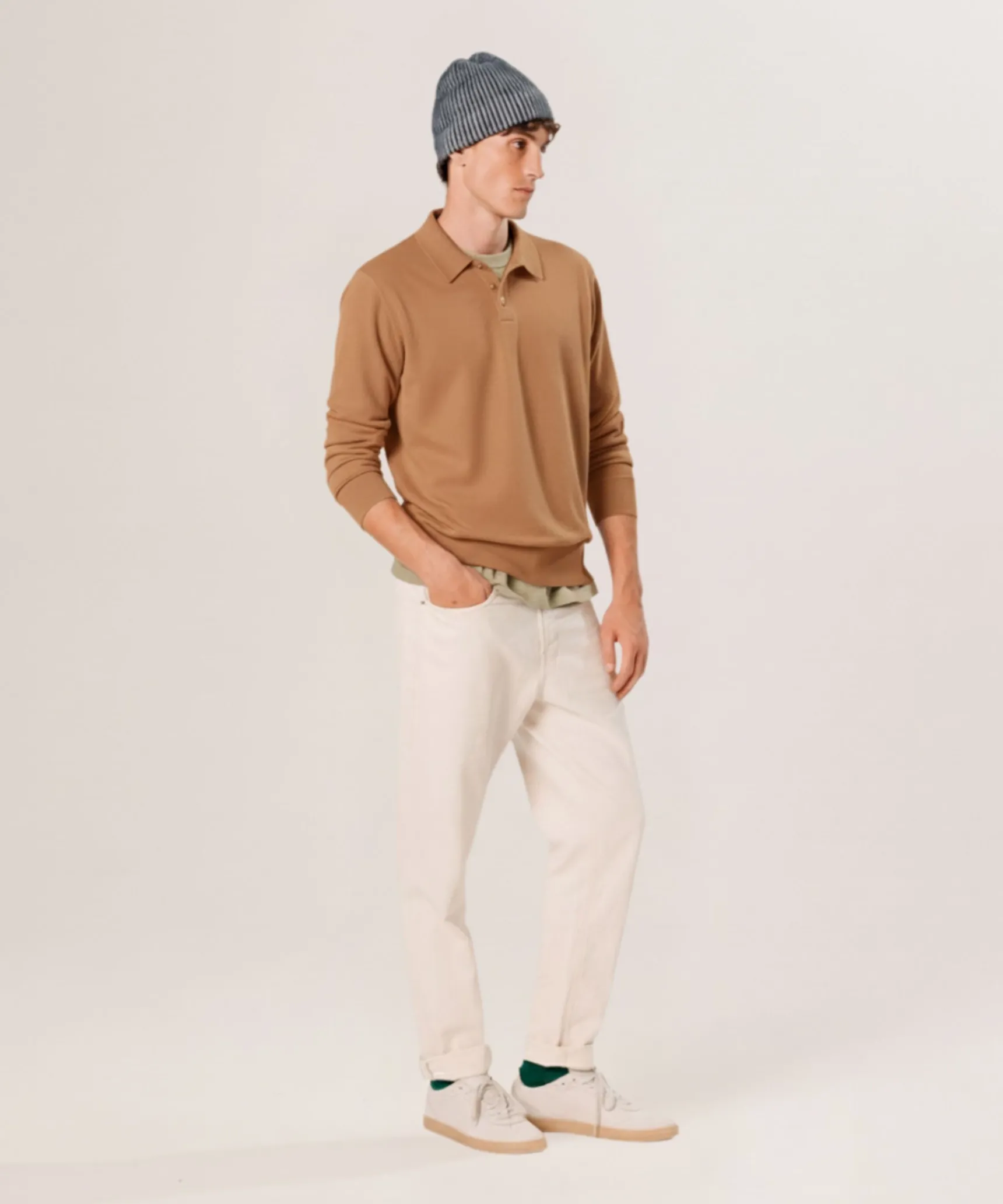 New Rodier Polo en laine mérinos marron camel