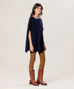 Sale Rodier Poncho cachemire bleu marine
