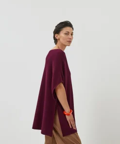Online Rodier Poncho cachemire lie de vin
