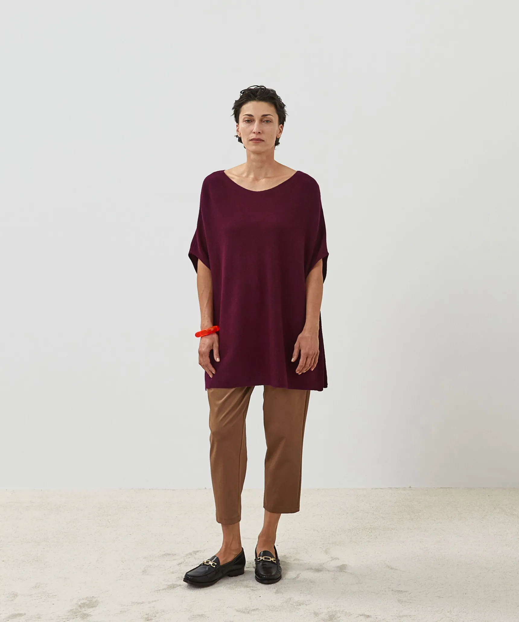 Online Rodier Poncho cachemire lie de vin
