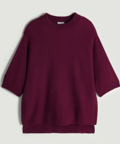 Best Rodier Poncho manches 3/4 cachemire lie de vin