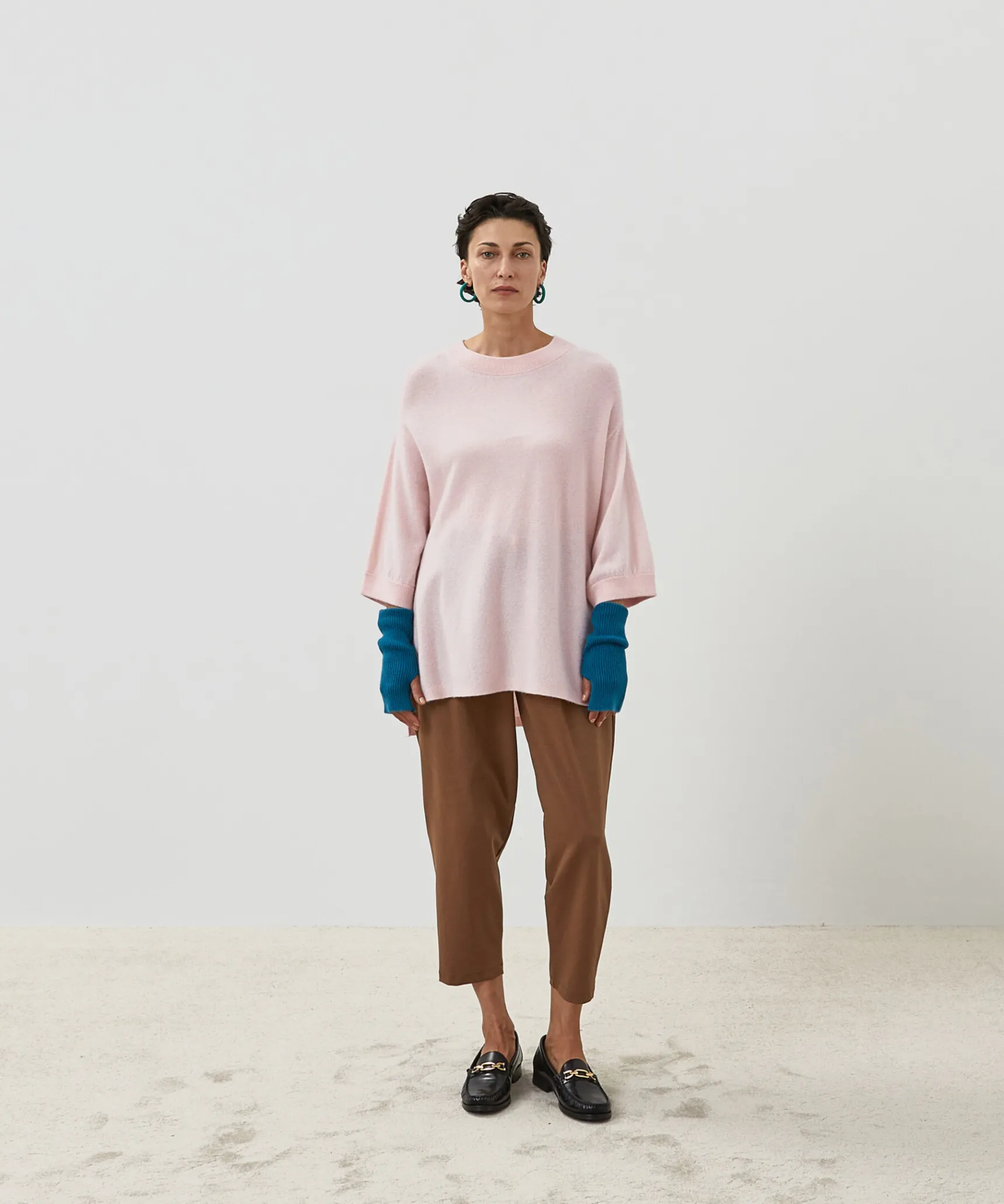 Clearance Rodier Poncho manches 3/4 cachemire grège