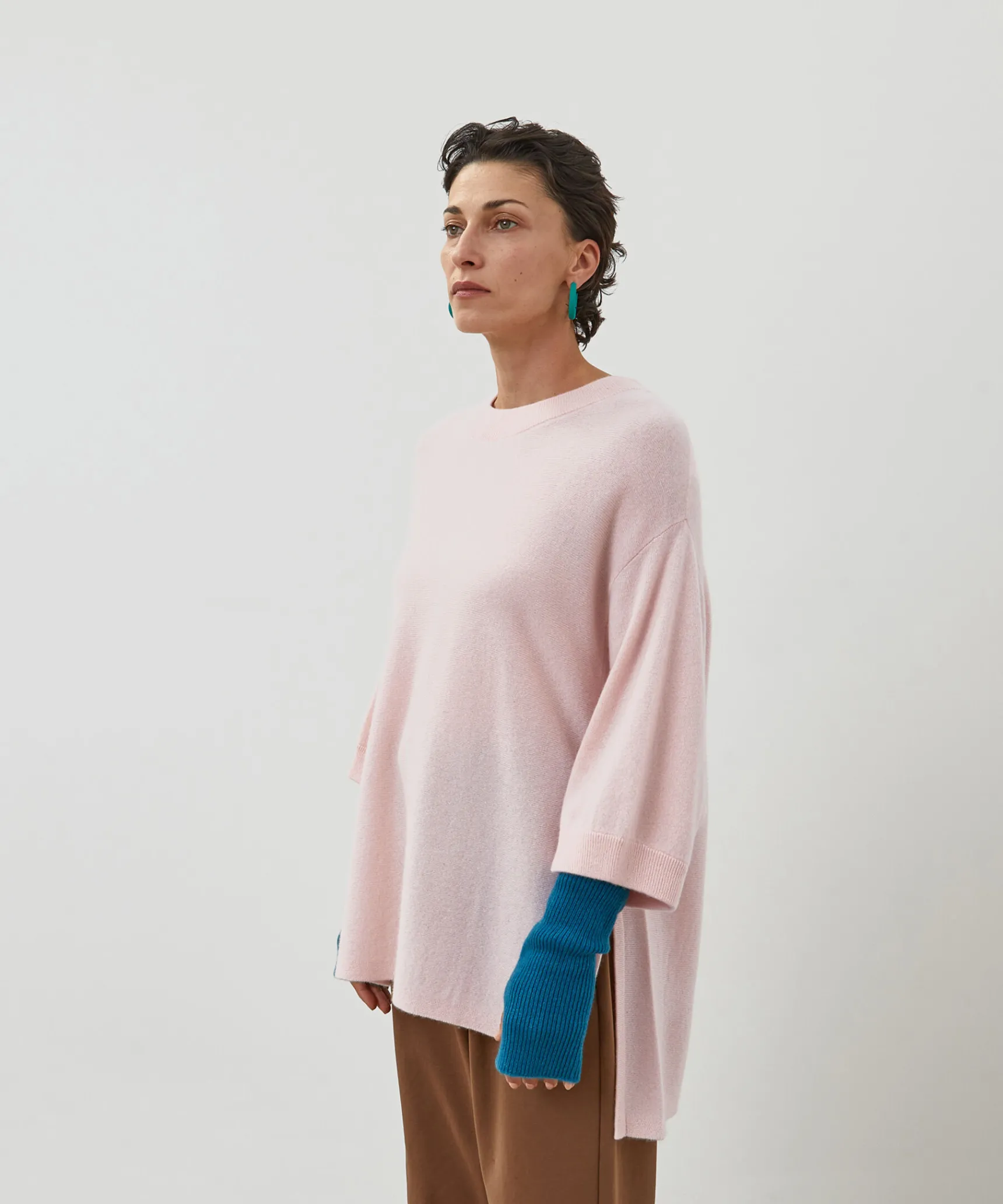 Clearance Rodier Poncho manches 3/4 cachemire grège