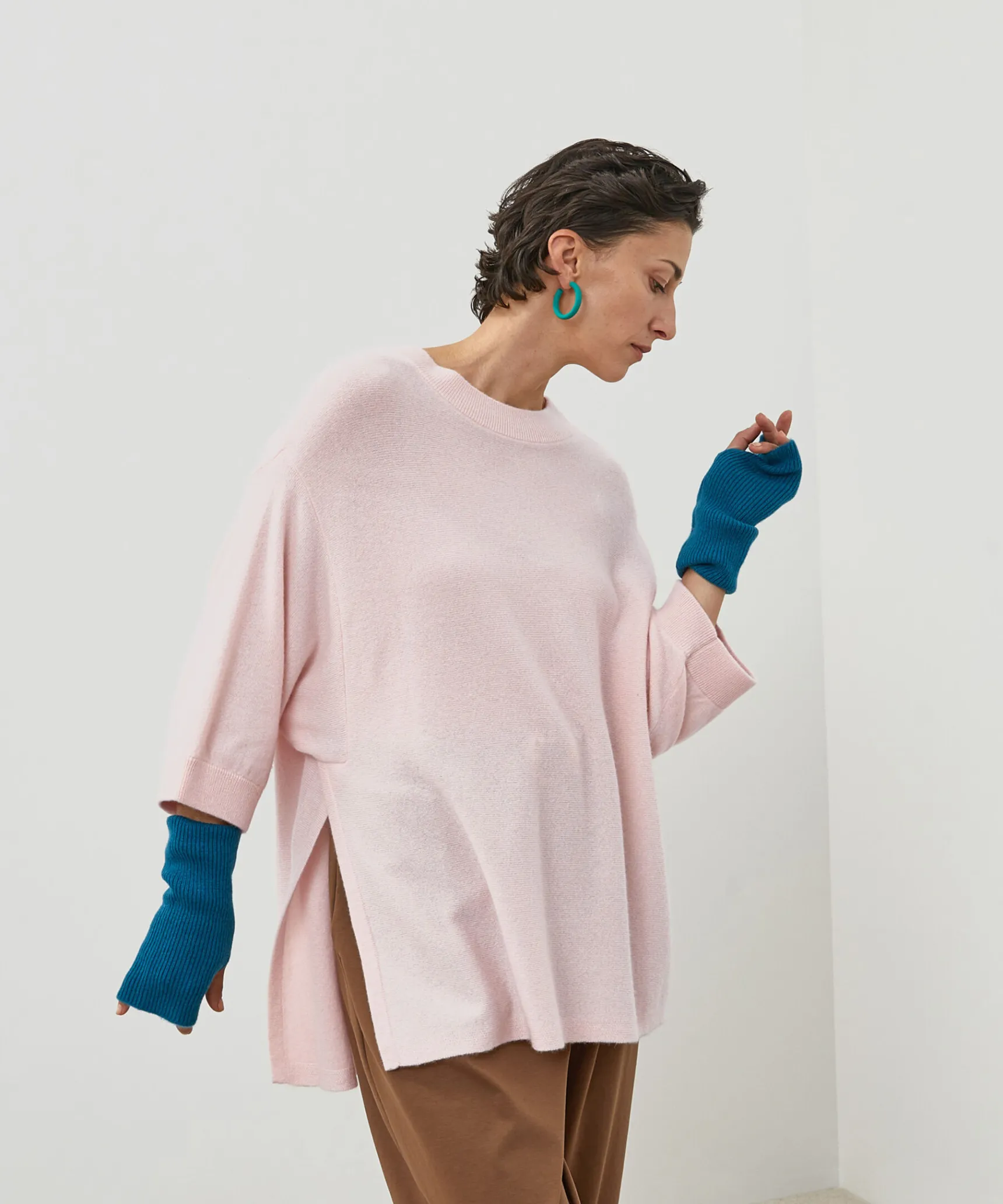 Clearance Rodier Poncho manches 3/4 cachemire grège