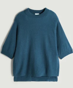 New Rodier Poncho manches 3/4 cachemire bleu