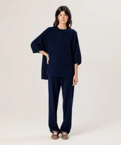 Outlet Rodier Poncho manches 3/4 cachemire bleu marine