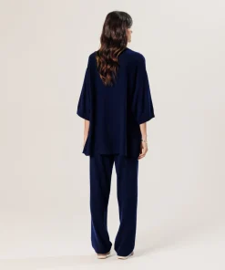 Outlet Rodier Poncho manches 3/4 cachemire bleu marine