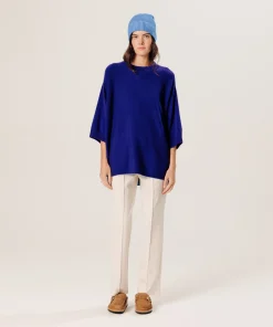 Discount Rodier Poncho manches 3/4 cachemire bleu outremer