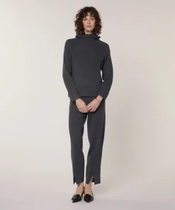 Online Rodier Pull à capuche à côtes gris foncé