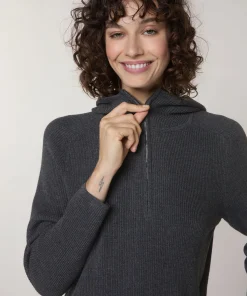 Online Rodier Pull à capuche à côtes gris foncé