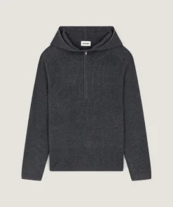 Online Rodier Pull à capuche à côtes gris foncé