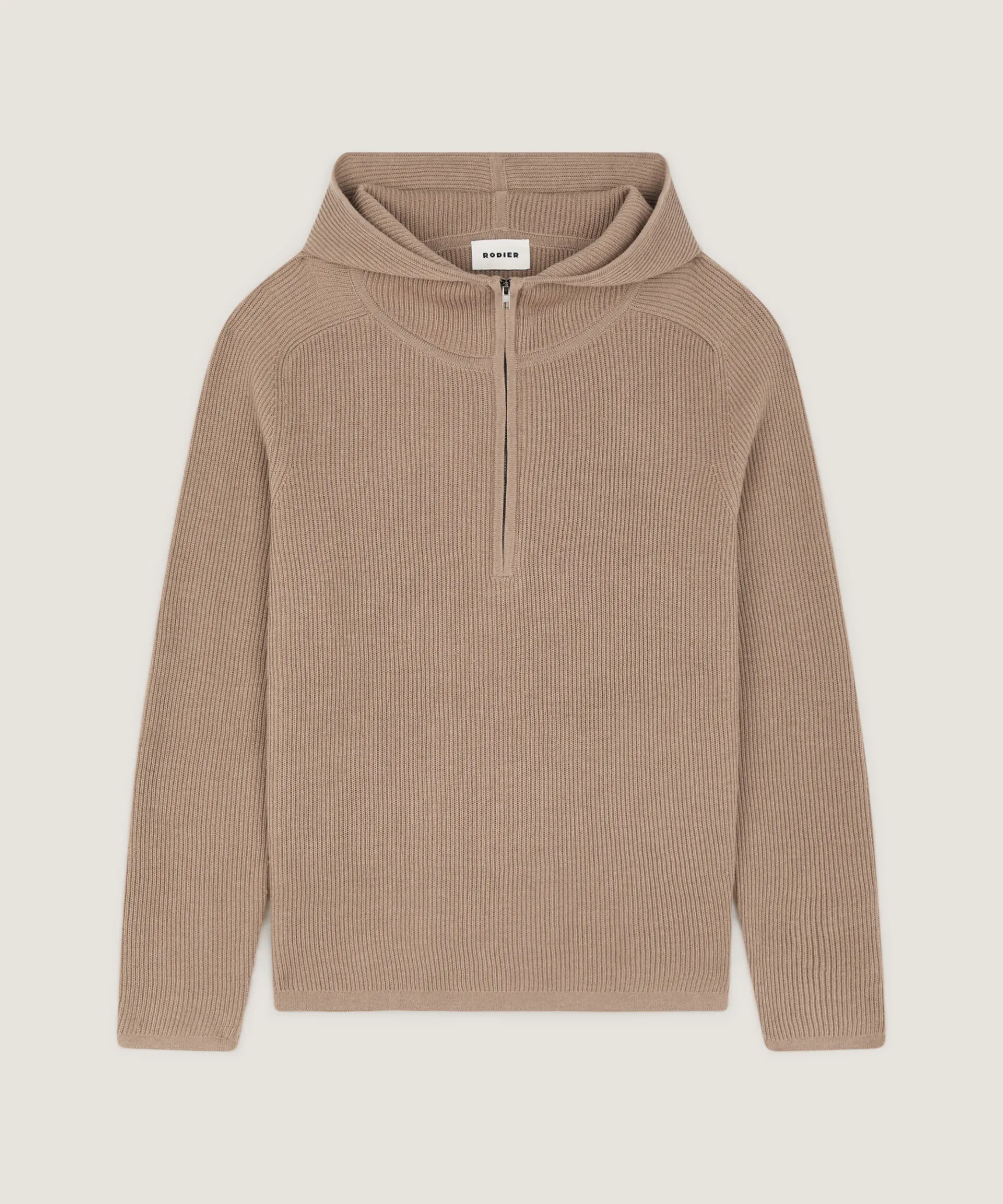 Discount Rodier Pull à capuche à côtes marron moka