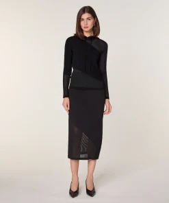 Online Rodier Pull à capuche bi-matière en laine noir