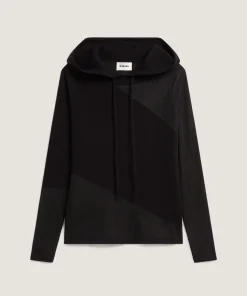 Online Rodier Pull à capuche bi-matière en laine noir