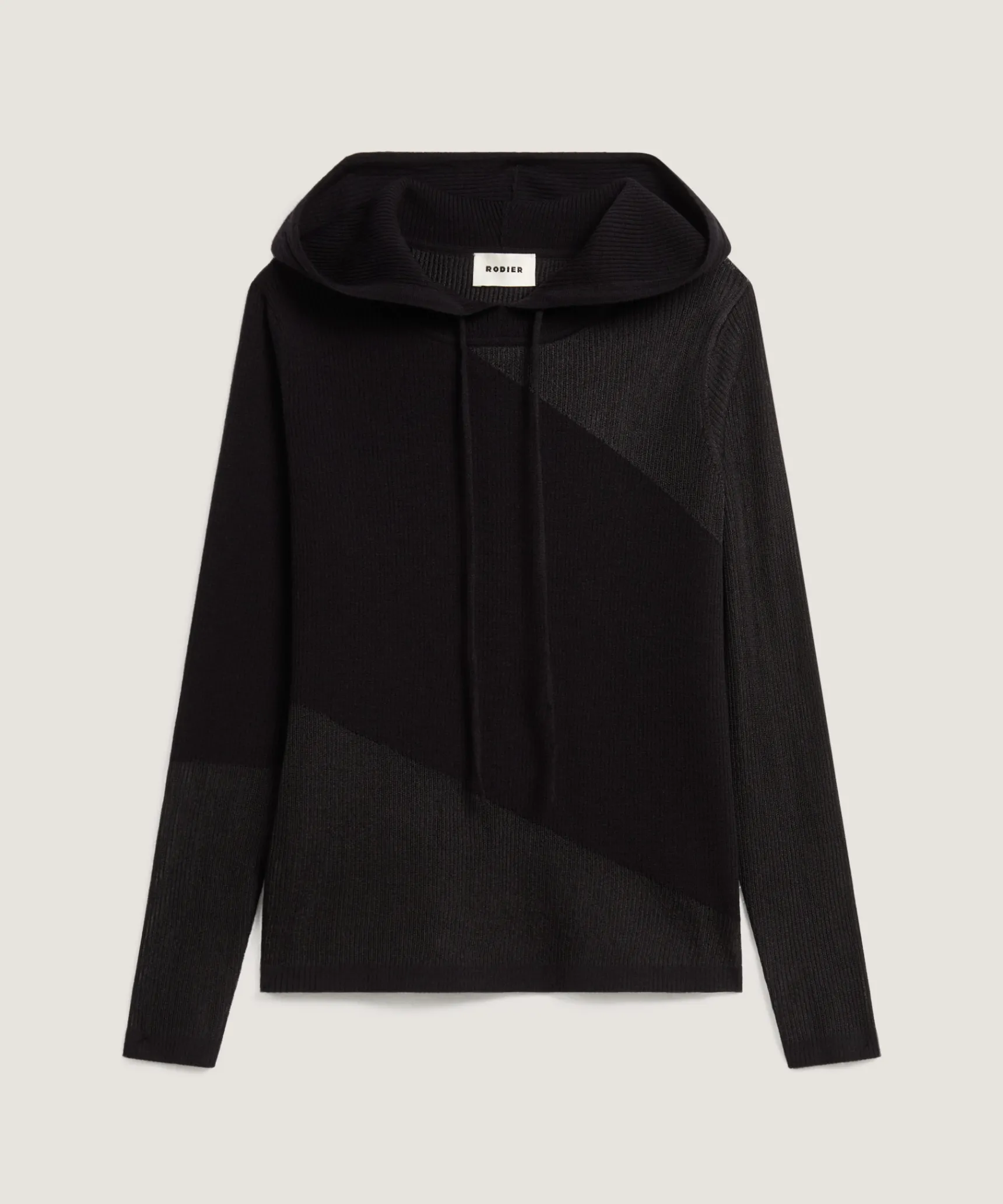 Online Rodier Pull à capuche bi-matière en laine noir