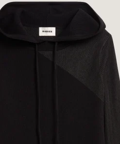 Online Rodier Pull à capuche bi-matière en laine noir