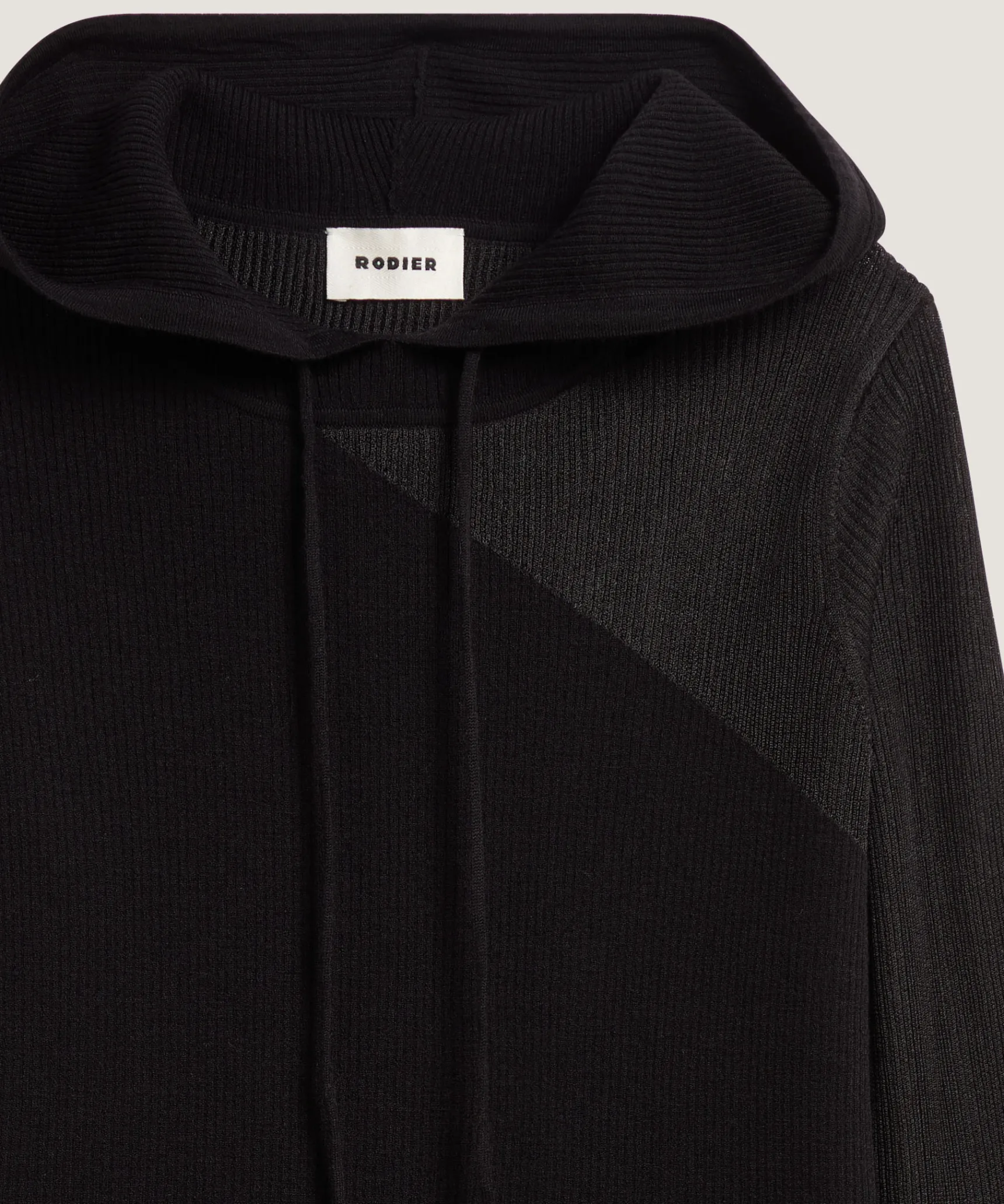 Online Rodier Pull à capuche bi-matière en laine noir