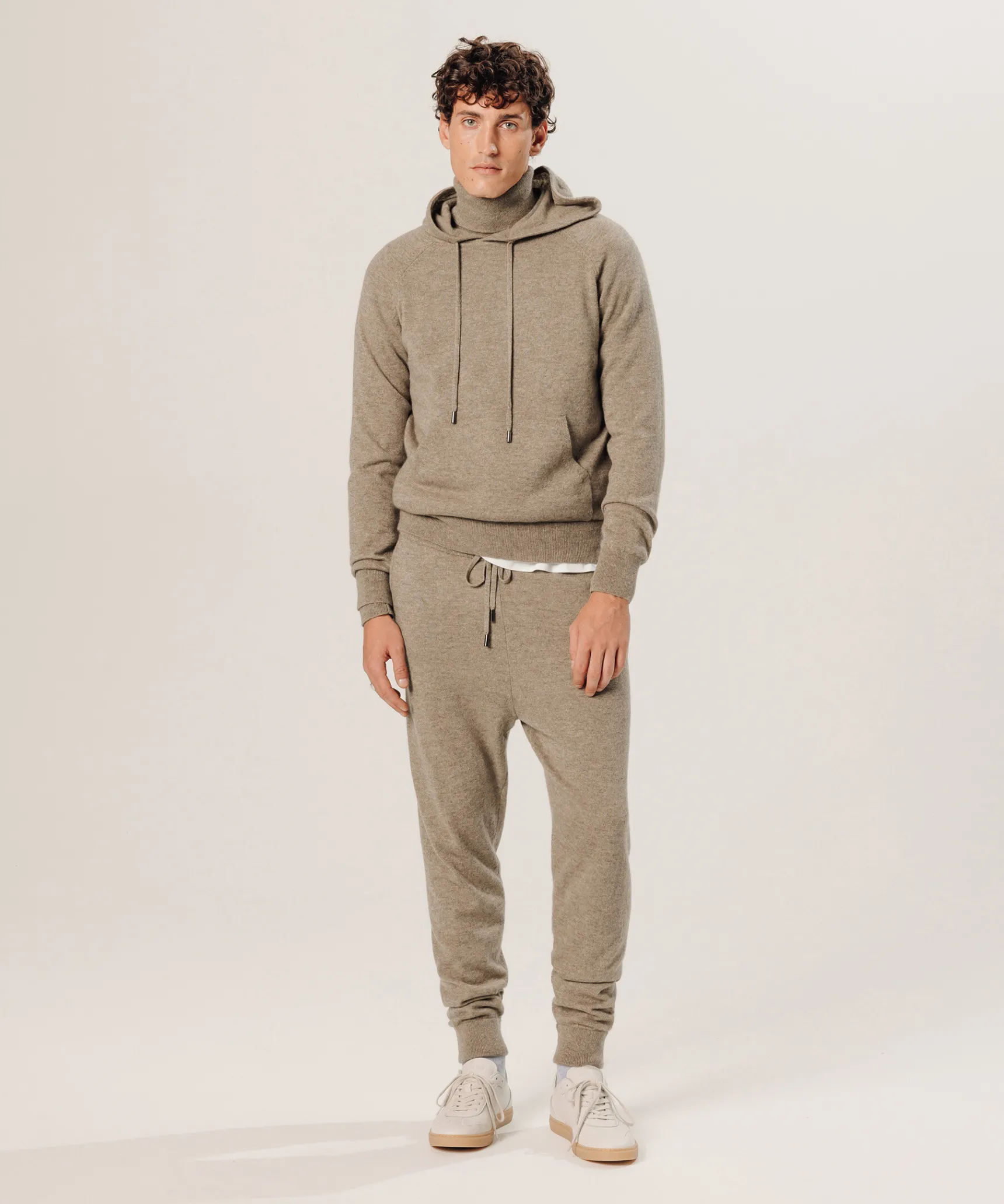 Clearance Rodier Pull à capuche en cachemire beige